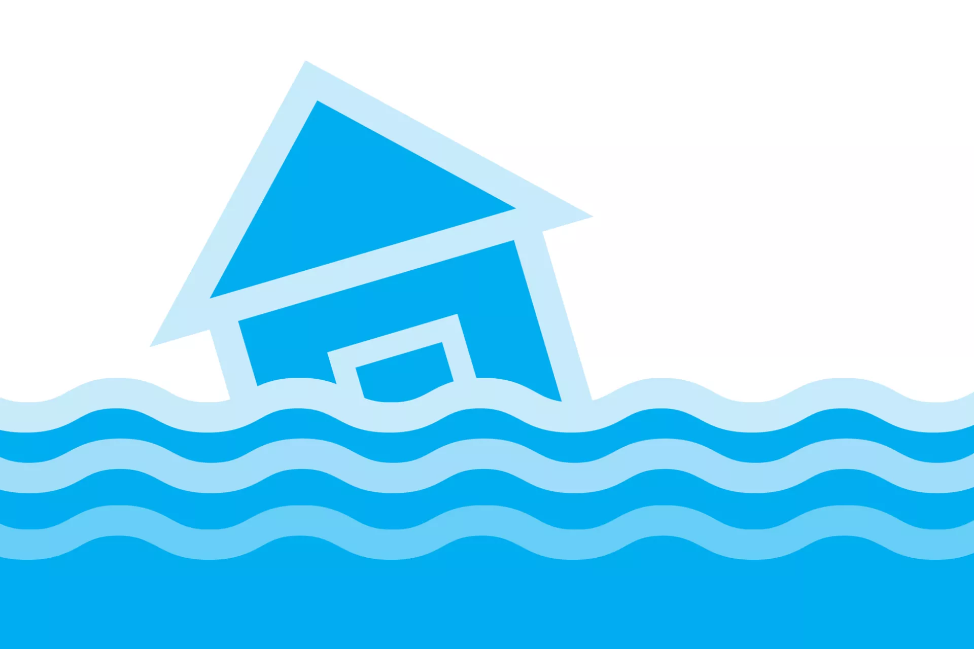 graphic house sinking in waves of water