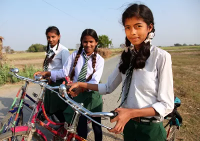 girls going to school in cycle 