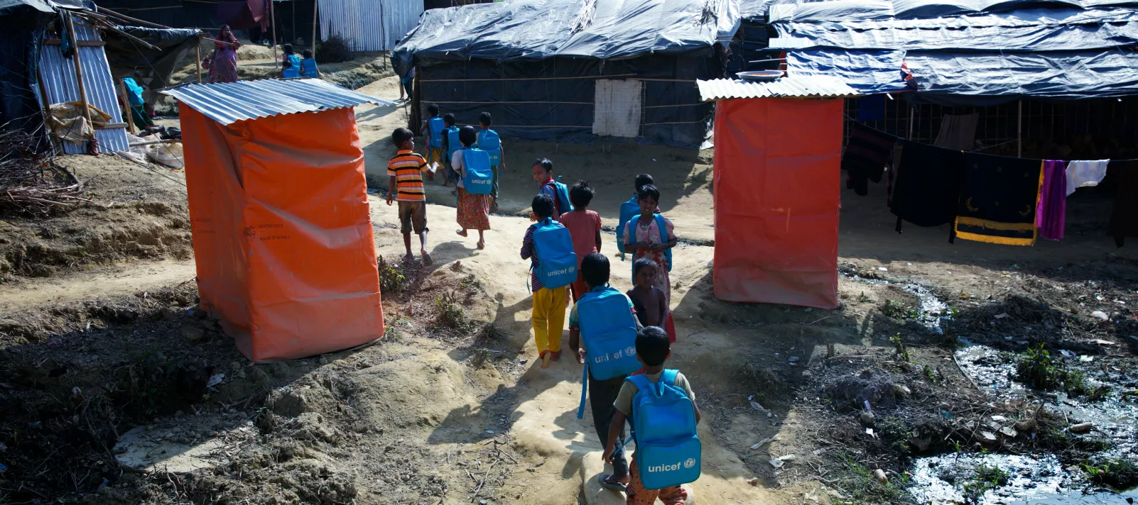 Rohingya children going to school in Cox Bazaar