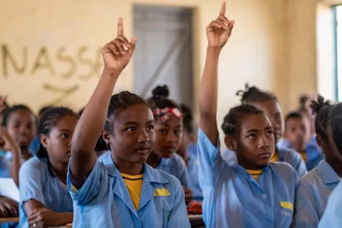 Students in class in Madagascar, 2021