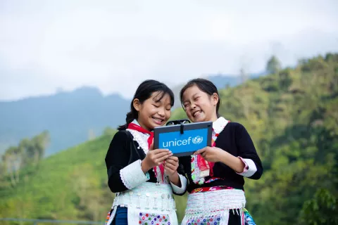 Girls in Viet Nam expanding their learning with UNICEF-supported tablets