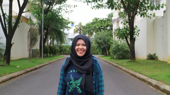 Portrait of Rizka Raisa Fatimah Ramli, a 17-year-old student from Makassar, Indonesia, and winner of the UNICEF and Comics Uniting Nations’ worldwide comic contest 